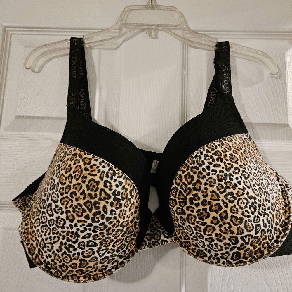 Ashley Stewart Black and Tan Leopard Bra
